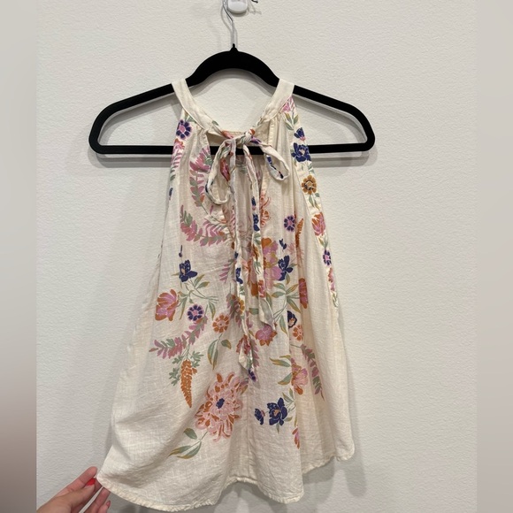 SOLD - Free People 100% Cotton Floral Knot Detail Top - Picture 3 of 5